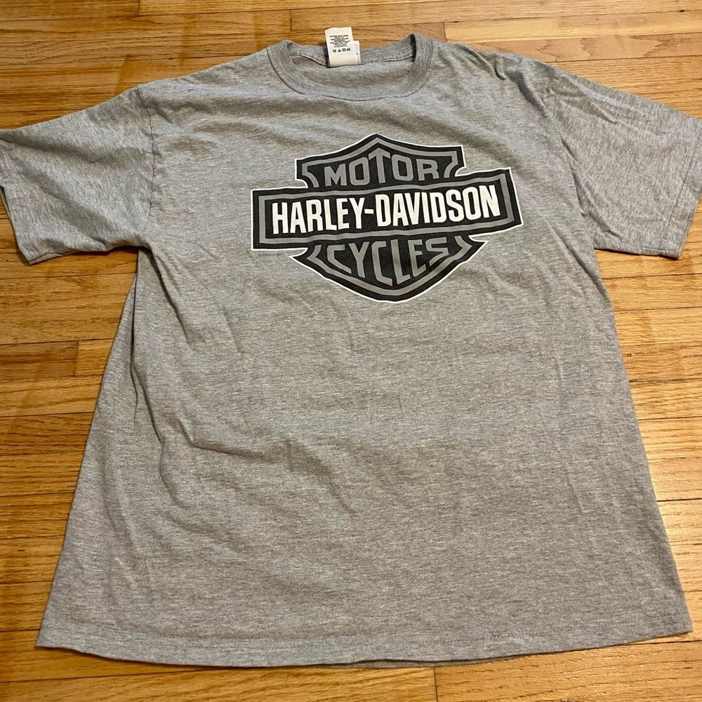 Harley-Davidson Gray Men's L Large Gray T-Shirt Urbana Illinois Motorcycle